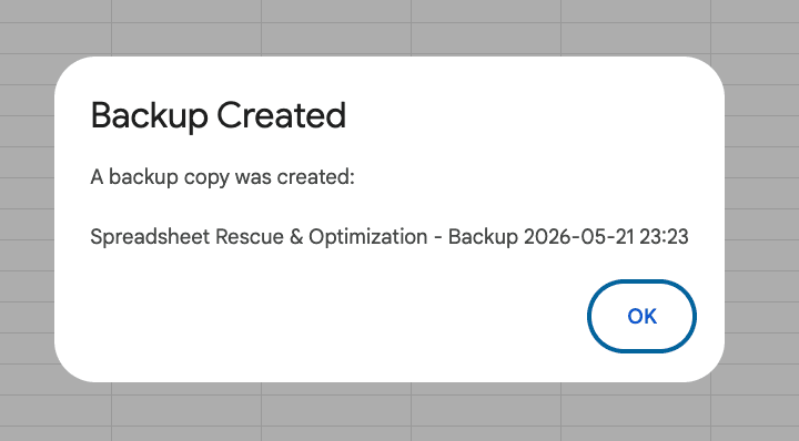 Backup Created confirmation before running cleanup